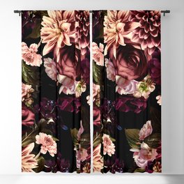 Vintage & Shabby Chic- Real Chrysanthemums Lush Midnight Flowers Botanical Garden Blackout Curtain