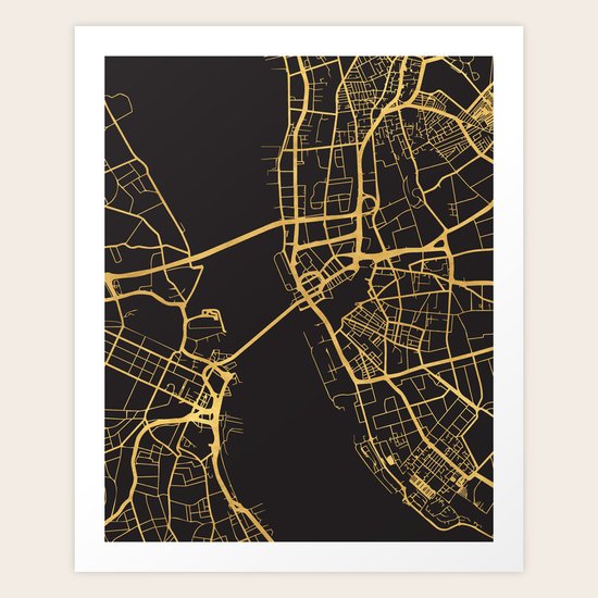 LIVERPOOL ENGLAND GOLD ON BLACK CITY MAP Art Print by ...
