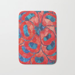 Red and Blue Flower Pattern Bath Mat | Redpetals, Fineart, Blueandredpattern, Expressionist, Painterly, Hippy, Flower, Ethnic, Redflower, Pattern 
