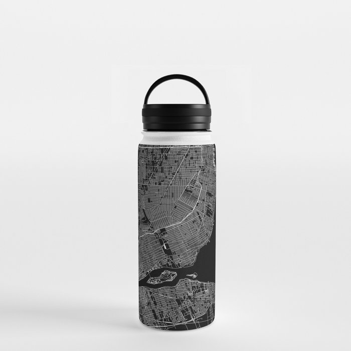 Detroit Black Map Water Bottle