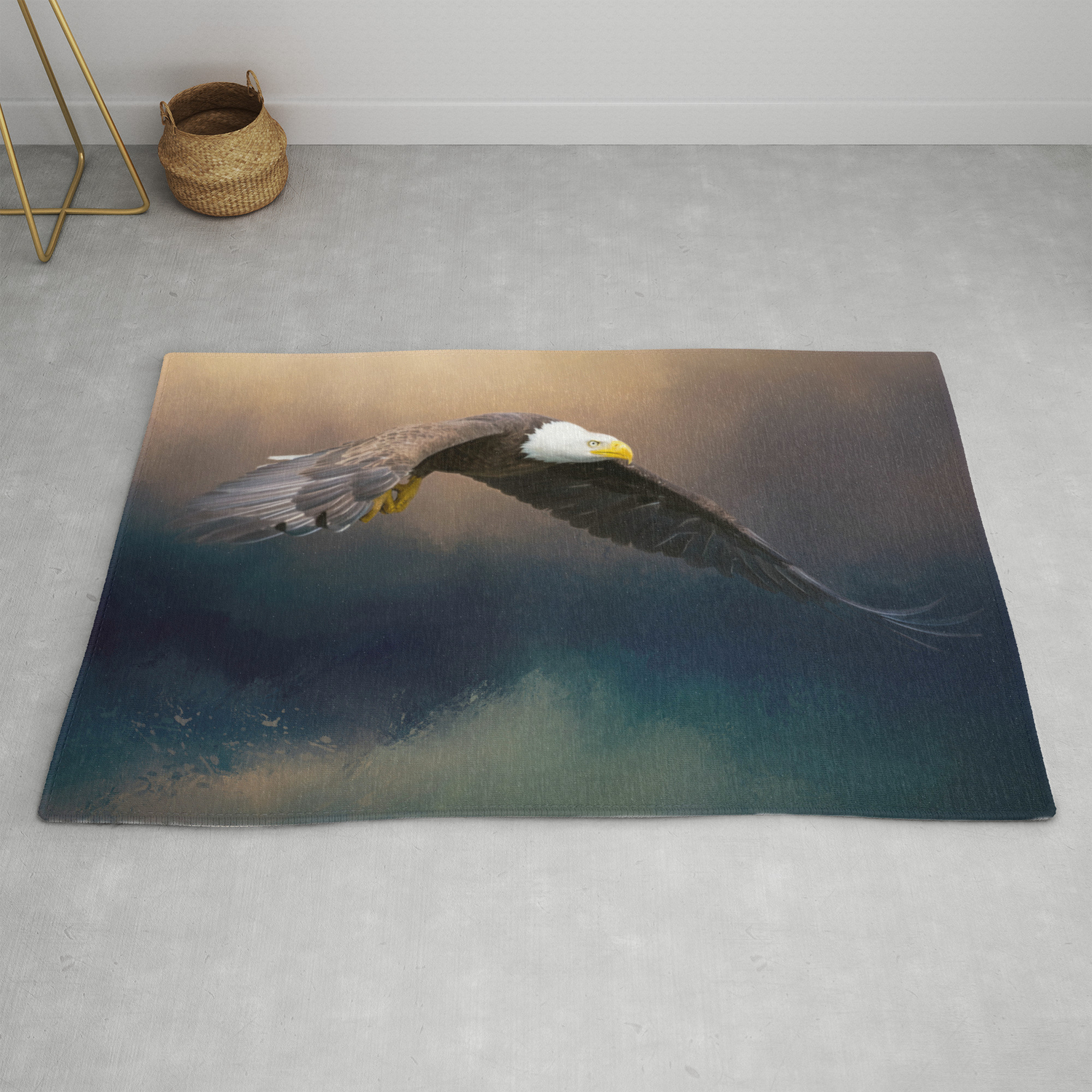 Painting Flying American Bald Eagle Rug By Simonegatterwe Society6