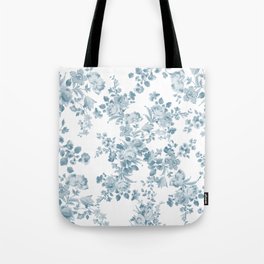 Vintage blue white bohemian elegant floral Tote Bag