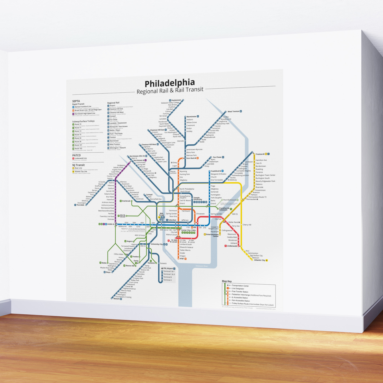 Philadelphia Transit Map Wall Mural By Transitoriented Society6