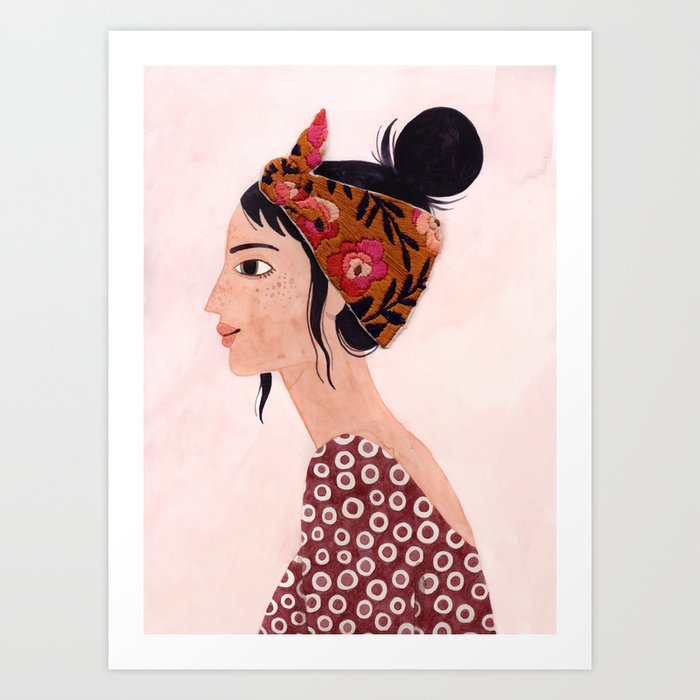 Embroidered scarf Art Print