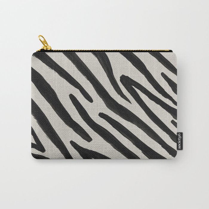 Ink Zebra Stripes Beige Carry-All Pouch