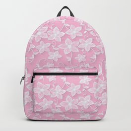 White Lace Floral On Pink Elegant Collection Backpack
