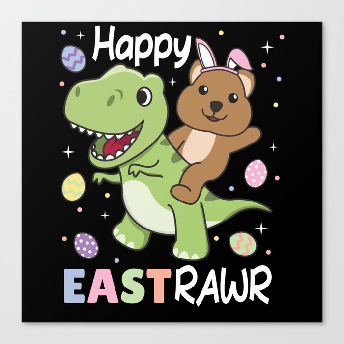 Quokka With T-rex Easter Estrawr Easter Pun Canvas Print