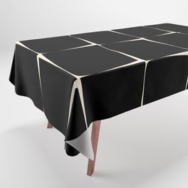 Urban Flux Minimalist Pattern in Black and Almond Cream Tablecloth