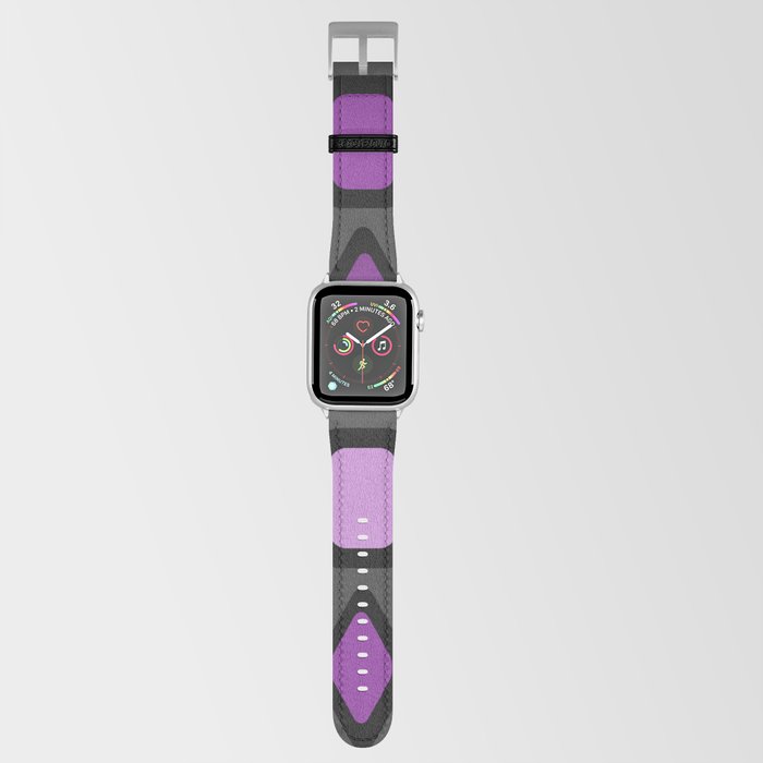 Retro Diamonds Rectangles Black Purple Apple Watch Band