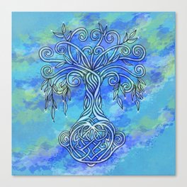 Celtic Tree of Life Sky Colored Canvas Print