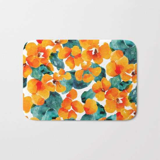 orange floral Bath Mat