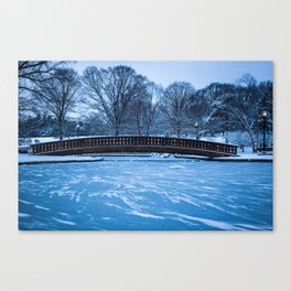 Snow Glissades on Frozen Pond, Loose Park, Kansas City Canvas Print
