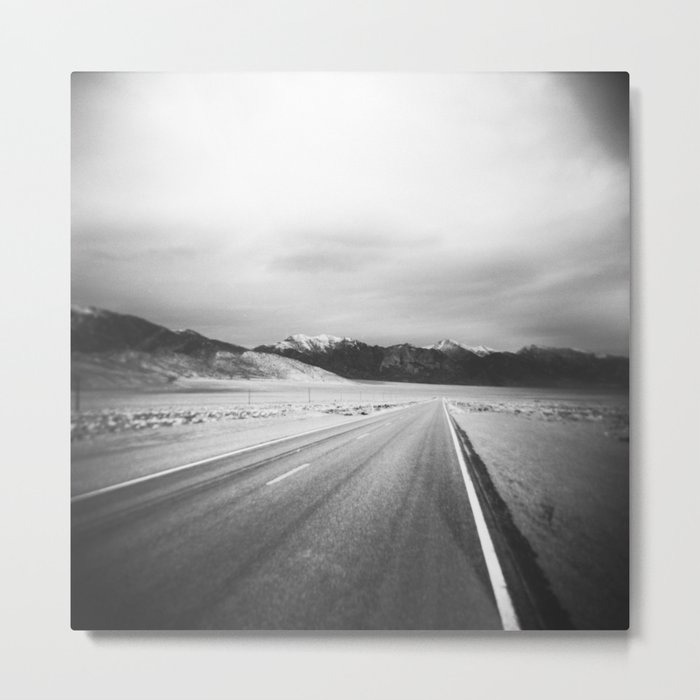 The Loneliest Road - Highway 50 in Nevada in Black and White Metal Print