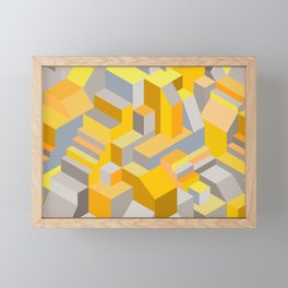 Labyrinth Marigold Yellow Grey Framed Mini Art Print