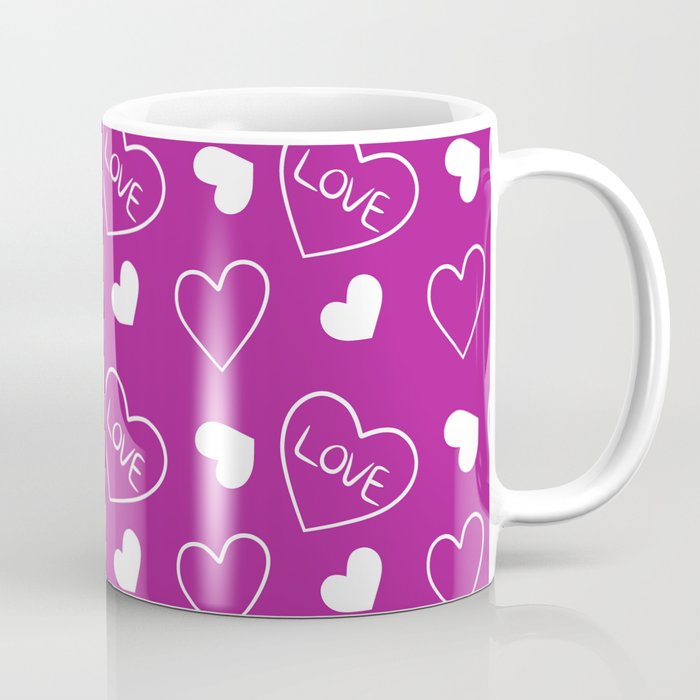 Valentines Day White Hand Drawn Hearts Coffee Mug