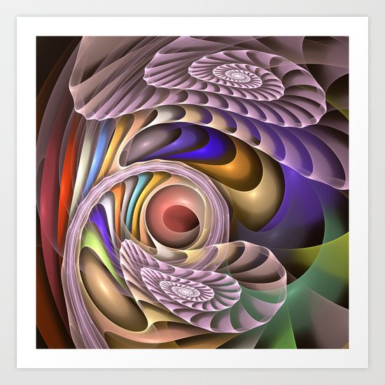 In Motion, colourful fractal abstract Art Print
