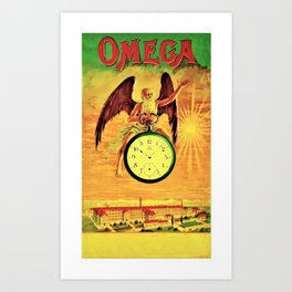 Rare 1910 Vintage Omega Watch Advertising Poster Print Art Print | Omega, Curated, Angel, Watches, Vintage, Omegawatch, Graphicdesign, Advertising, Print, Raf 