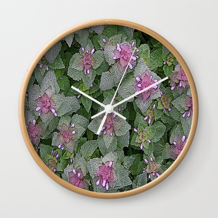 Wild Salvia Mauve And Gray Green Wall Clock By Wild Salvia Mauve And Gray Green Wall Clock