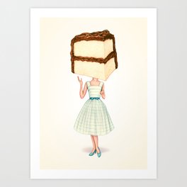 Cake Head Pin-Up - Chocolate Art Print
