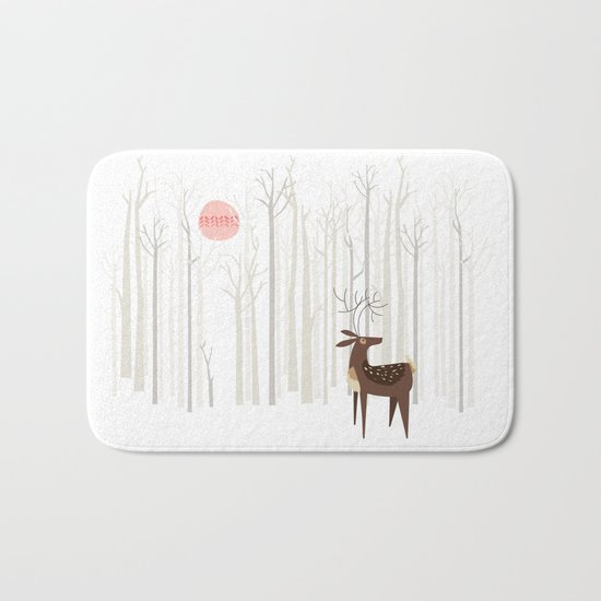 Reindeer of the Silver Wood Bath Mat