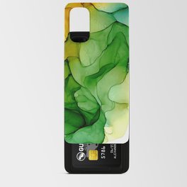 Yellow Green Blue 522 Abstract Modern Alcohol Ink Painting by Herzart Android Card Case