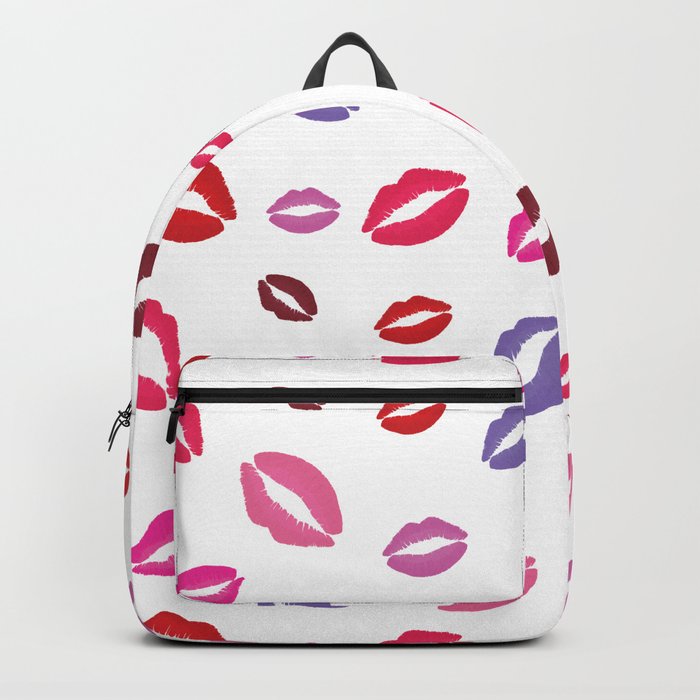 Lipstick kisses on white background. Digital Illustration background Backpack