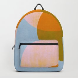 This and That Abstract Art Backpack | Pink, Palepink, Digital, Circles, Curated, Minimalistart, Orange, Blue, Overlapping, Graphicdesign 