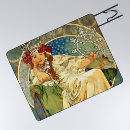 Alphonse Mucha  "Princess Hyacinth" Picnic Blanket