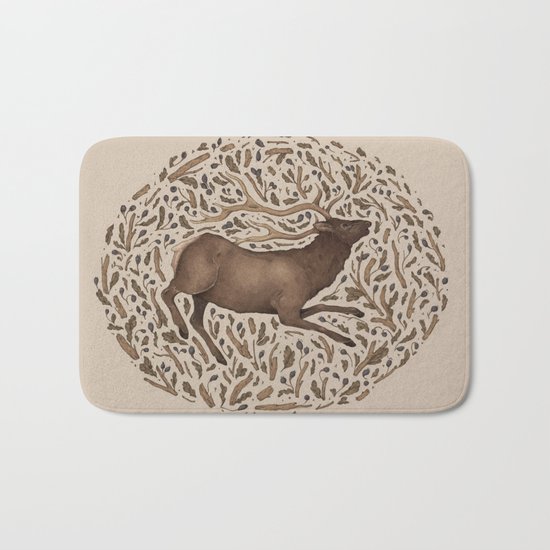 Elk in Nature Bath Mat