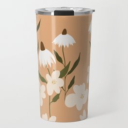 cream floral Travel Mug