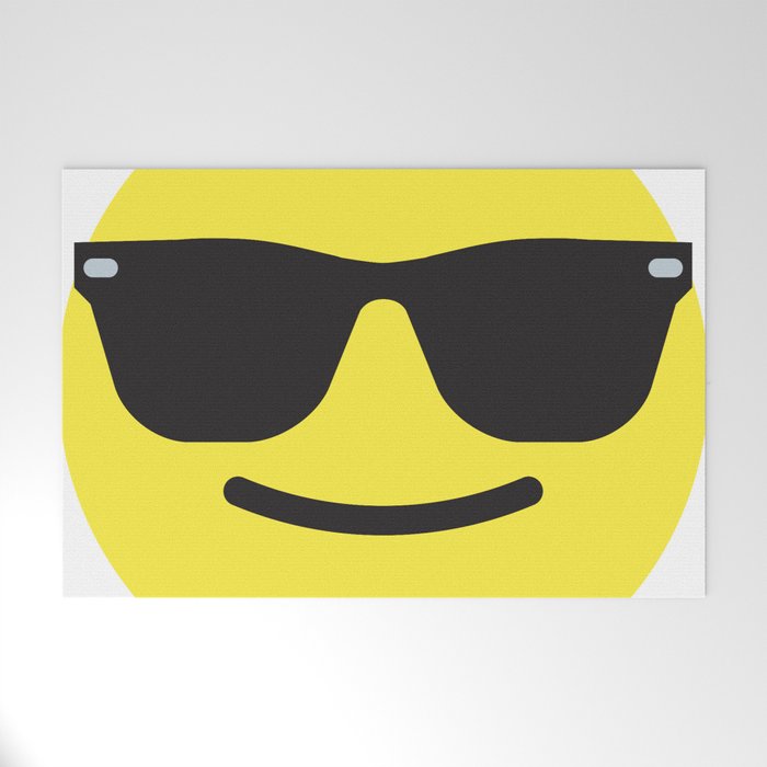 Smiling Sunglasses Face Emoji Welcome Mat