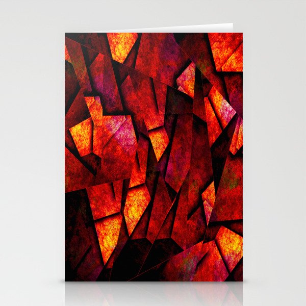 Fragments Of Fire - Abstract, geometric, fragmented pattern Stationery Cards