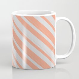 [ Thumbnail: Light Gray & Dark Salmon Colored Lines/Stripes Pattern Coffee Mug ]