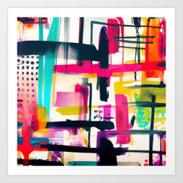 Abstract Expressionism Neo Pop Art Flash Joyful  Art Print