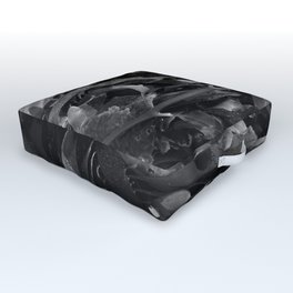 Seaweed in Black and White Outdoor Floor Cushion