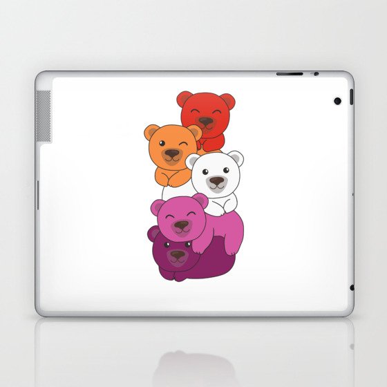 Lesbian Flag Pride Lgbtq Cute Bear Pile Laptop & iPad Skin