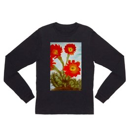 Tropical Desert Red Epiphyllum Orchid Cactus still life painting  Long Sleeve T Shirt | Orchids, Cactus, Mohave, Redpoppies, Stilllife, Tropical, Miami, Floridakeys, Cacti, Watercolor 