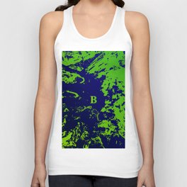   B Letter Personalized, Green & Blue Grunge Design, Valentine Gift / Anniversary Gift / Birthday Gift Unisex Tank Top