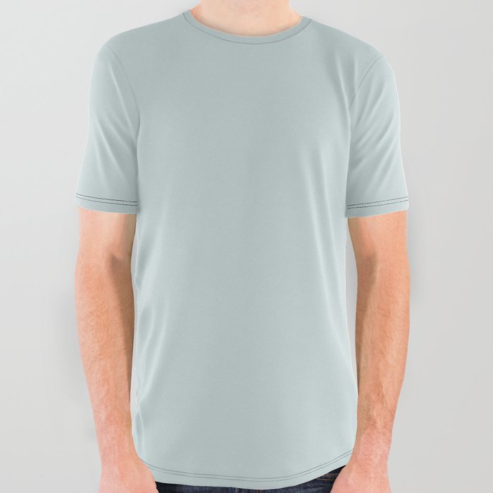 Light Aqua Blue Gray Solid Color Pantone Pale Blue 13-4804 TCX Shades of Blue-green Hues All Over Graphic Tee