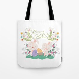Happy Easter Baby Bunnies, Eggs and Pastel Flowers 2 Tote Bag