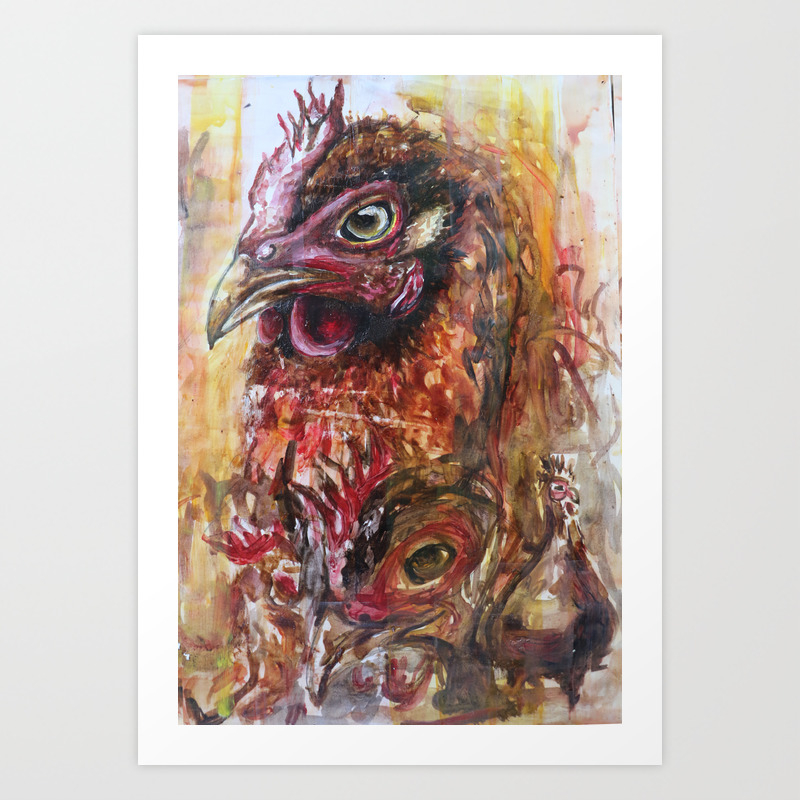 Chicken Painting Art Print By Daniellerigg Society6
