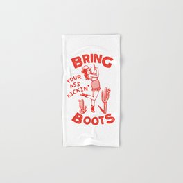 Bring Your Ass Kicking Boots! Cute & Cool Retro Cowgirl Design Hand & Bath Towel