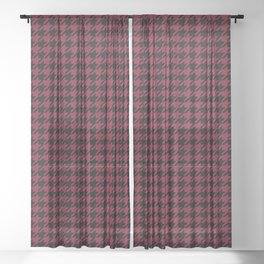 Wine Houndstooth Sheer Curtain