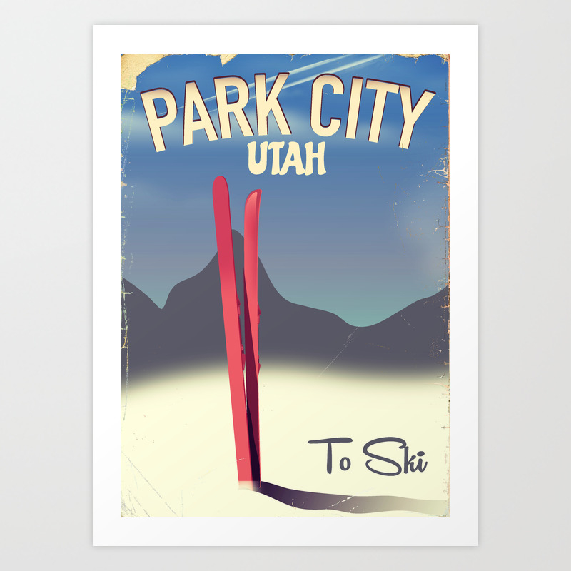 Park City Utah Ski Travel Poster Art Print By Nicholasgreen Society6