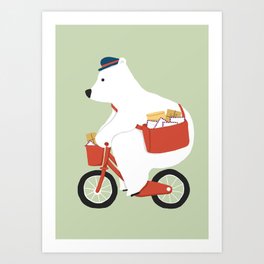 Polar bear postal express Art Print