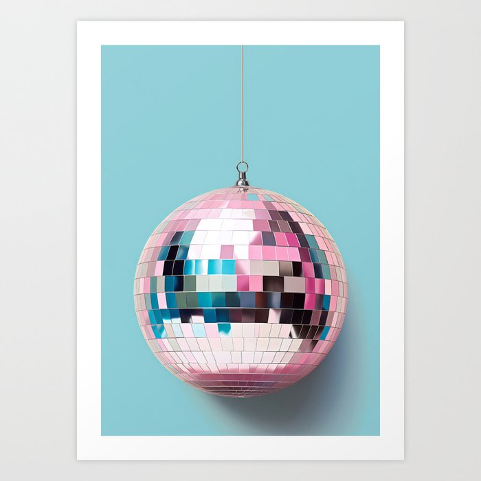 Pink Disco Ball Trendy Wall Art Art Print
