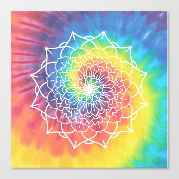 Rainbow Tie Dye Mandala Canvas Print By Sianbrierley Society6