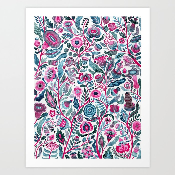 Endlessly growing - pink and turquoise Art Print