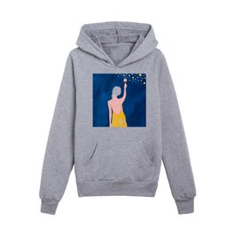 Pour Me Some Magic, Moon Stars Night Sky, Bohemian Woman Positivity Hope Miracle, Wine Holidays New Years Eclectic Gifts Kids Pullover Hoodies
