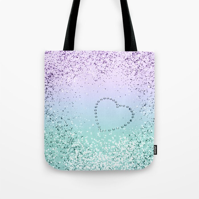 Sparkling MERMAID Girls Glitter Heart #1 (Faux Glitter) #decor #art #society6 Tote Bag